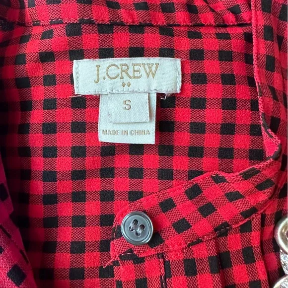 J.Crew Drapey Tuxedo Shirt in Red and Black Check - Picture 6 of 9